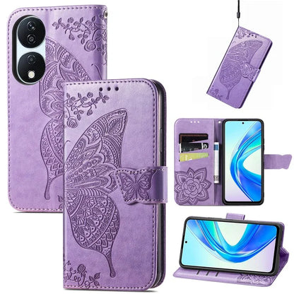 For Honor X7b 4G Shockproof Case Butterfly Pattern Wallet Style Phone Guard Cover