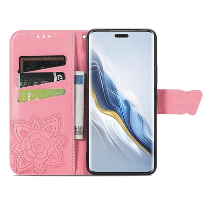 For Honor Magic6 Pro 5G Wallet Case Imprinted Butterfly Pattern Phone Protective Shell