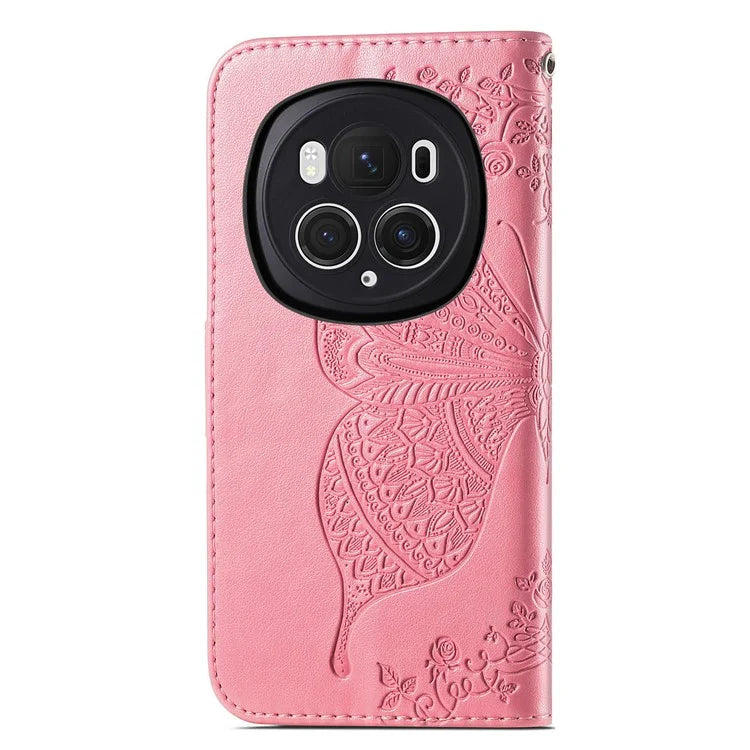 For Honor Magic6 Pro 5G Wallet Case Imprinted Butterfly Pattern Phone Protective Shell