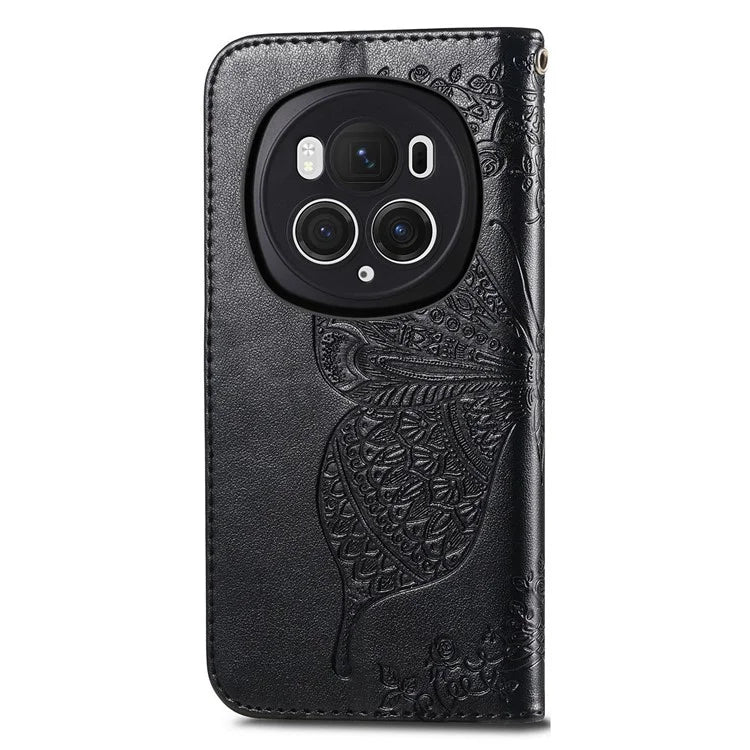 For Honor Magic6 Pro 5G Wallet Case Imprinted Butterfly Pattern Phone Protective Shell