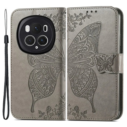 For Honor Magic6 Pro 5G Wallet Case Imprinted Butterfly Pattern Phone Protective Shell