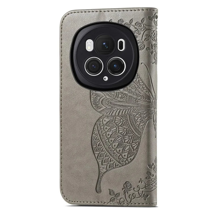 For Honor Magic6 Pro 5G Wallet Case Imprinted Butterfly Pattern Phone Protective Shell