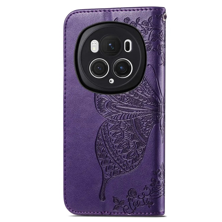For Honor Magic6 Pro 5G Wallet Case Imprinted Butterfly Pattern Phone Protective Shell