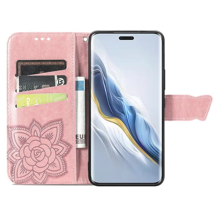 For Honor Magic6 Pro 5G Wallet Case Imprinted Butterfly Pattern Phone Protective Shell