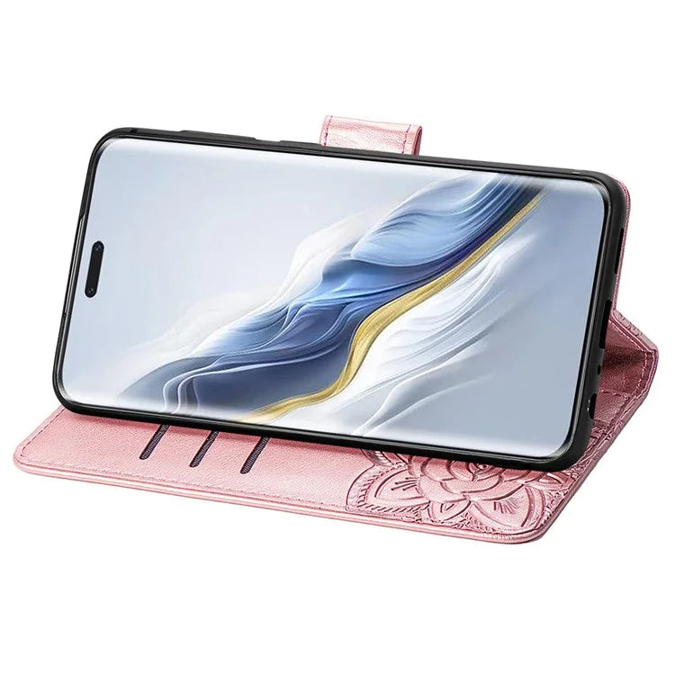 For Honor Magic6 Pro 5G Wallet Case Imprinted Butterfly Pattern Phone Protective Shell