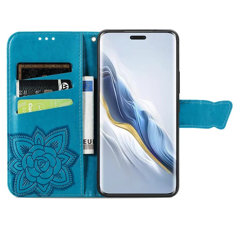 For Honor Magic6 Pro 5G Wallet Case Imprinted Butterfly Pattern Phone Protective Shell