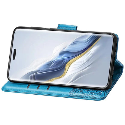 For Honor Magic6 Pro 5G Wallet Case Imprinted Butterfly Pattern Phone Protective Shell