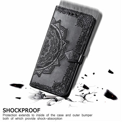 For Xiaomi Redmi Note 13 Pro 4G Magnetic Phone Case Embossed Mandala Floral Card Slots Cover