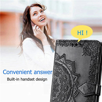 For Xiaomi Redmi Note 13 Pro 4G Magnetic Phone Case Embossed Mandala Floral Card Slots Cover