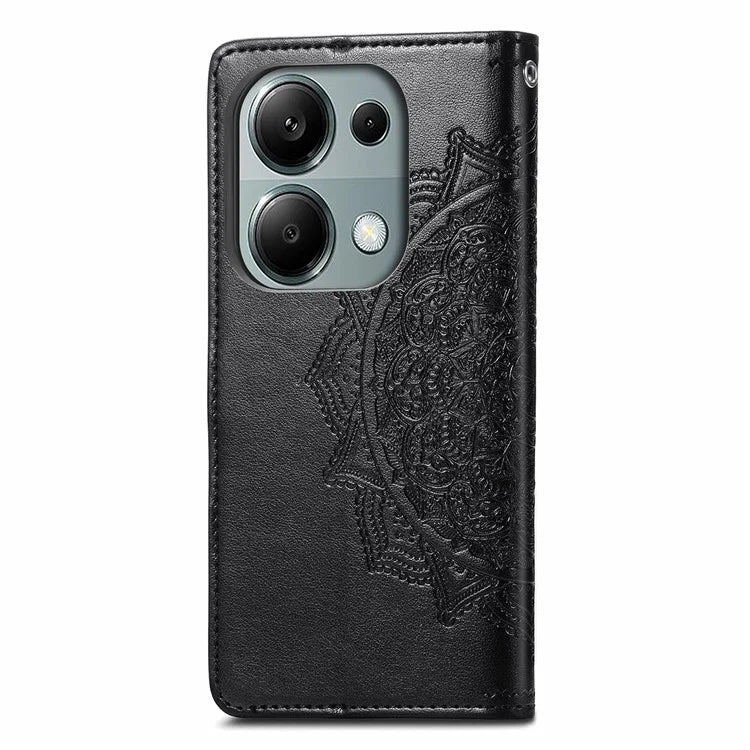 For Xiaomi Redmi Note 13 Pro 4G Magnetic Phone Case Embossed Mandala Floral Card Slots Cover