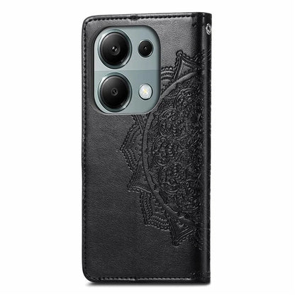 For Xiaomi Redmi Note 13 Pro 4G Magnetic Phone Case Embossed Mandala Floral Card Slots Cover