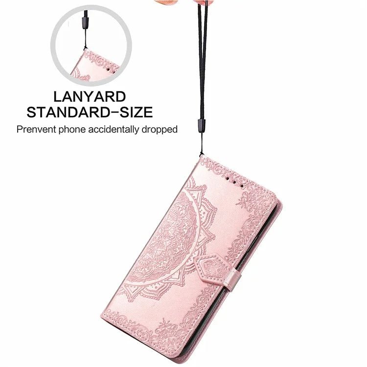 For Xiaomi Redmi Note 13 Pro 4G Magnetic Phone Case Embossed Mandala Floral Card Slots Cover
