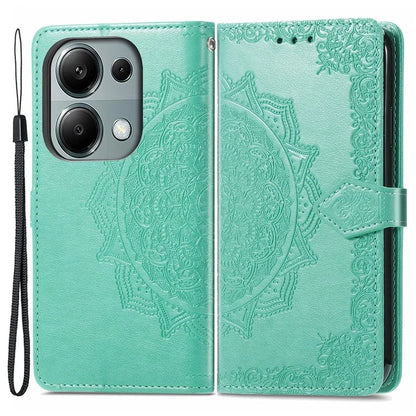 For Xiaomi Redmi Note 13 Pro 4G Magnetic Phone Case Embossed Mandala Floral Card Slots Cover