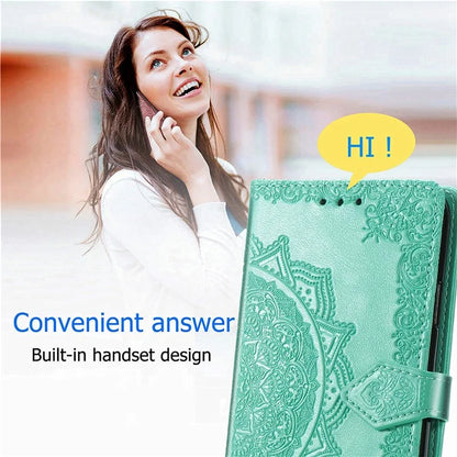 For Xiaomi Redmi Note 13 Pro 4G Magnetic Phone Case Embossed Mandala Floral Card Slots Cover