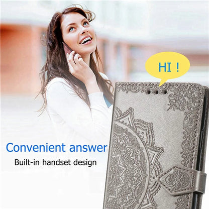 For Xiaomi Redmi Note 13 Pro 4G Magnetic Phone Case Embossed Mandala Floral Card Slots Cover