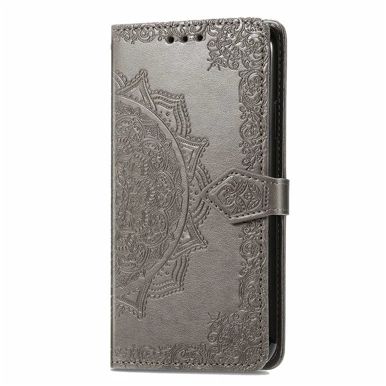 For Xiaomi Redmi Note 13 Pro 4G Magnetic Phone Case Embossed Mandala Floral Card Slots Cover