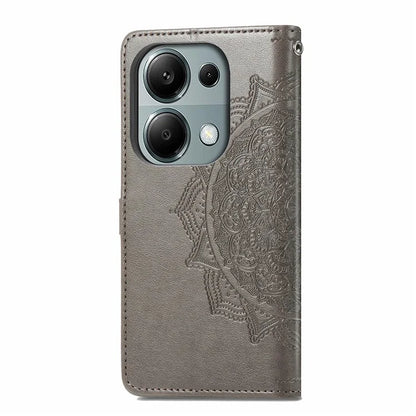 For Xiaomi Redmi Note 13 Pro 4G Magnetic Phone Case Embossed Mandala Floral Card Slots Cover