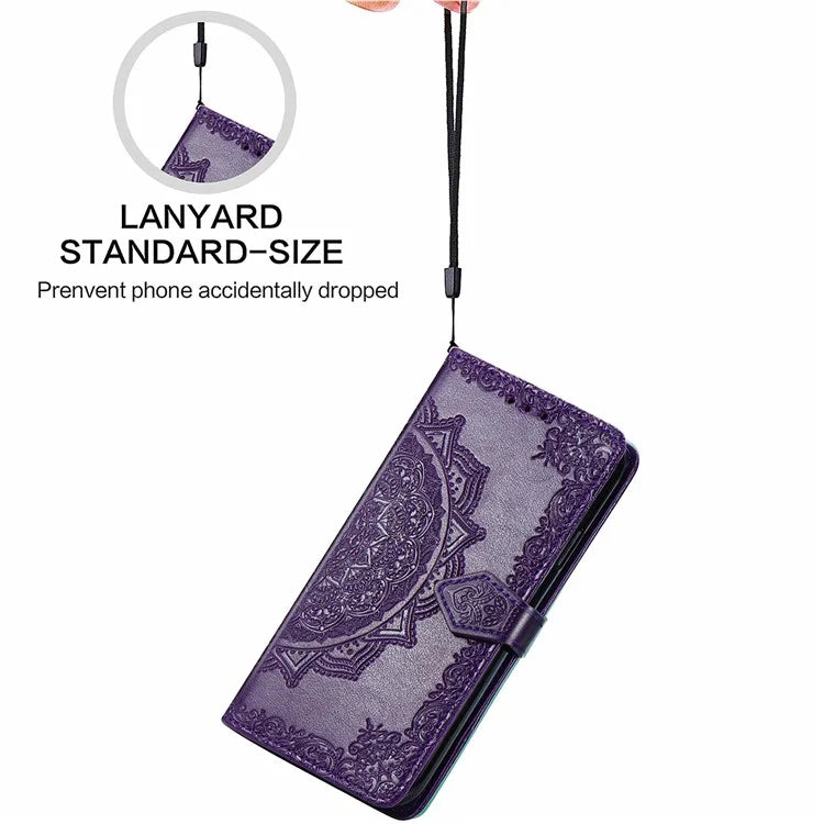 For Xiaomi Redmi Note 13 Pro 4G Magnetic Phone Case Embossed Mandala Floral Card Slots Cover