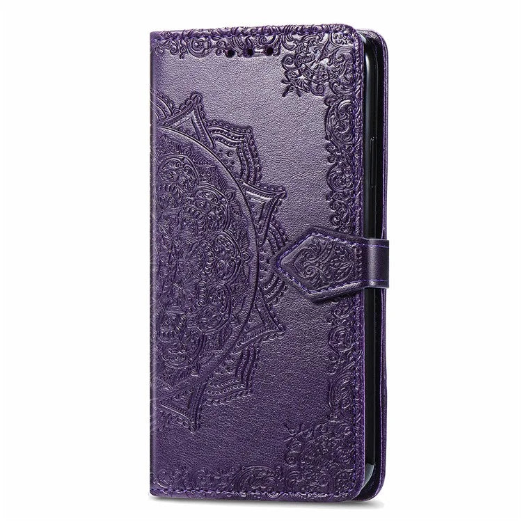 For Xiaomi Redmi Note 13 Pro 4G Magnetic Phone Case Embossed Mandala Floral Card Slots Cover