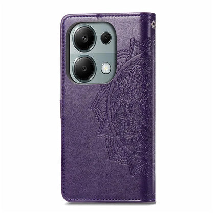 For Xiaomi Redmi Note 13 Pro 4G Magnetic Phone Case Embossed Mandala Floral Card Slots Cover
