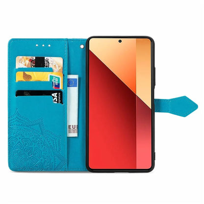 For Xiaomi Redmi Note 13 Pro 4G Magnetic Phone Case Embossed Mandala Floral Card Slots Cover