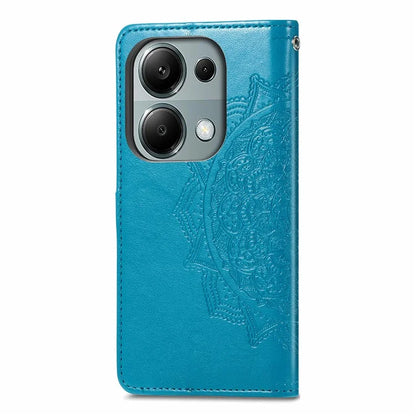 For Xiaomi Redmi Note 13 Pro 4G Magnetic Phone Case Embossed Mandala Floral Card Slots Cover