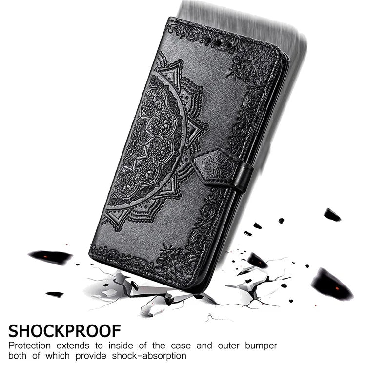 For Xiaomi Redmi 13C 5G Phone Case Mandala Floral Imprinted Card Slots Leather Flip Cover