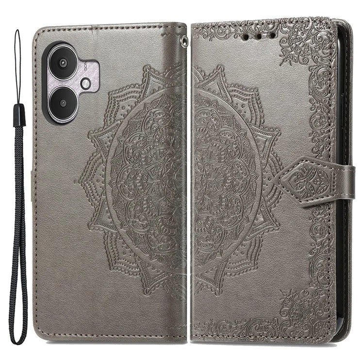 For Xiaomi Redmi 13C 5G Phone Case Mandala Floral Imprinted Card Slots Leather Flip Cover