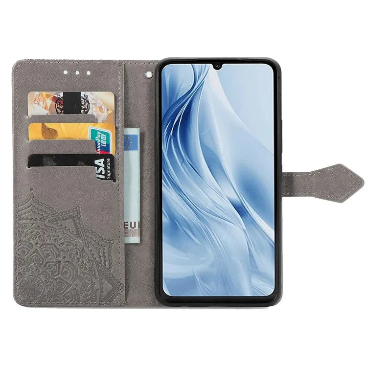For Xiaomi Redmi 13C 5G Phone Case Mandala Floral Imprinted Card Slots Leather Flip Cover