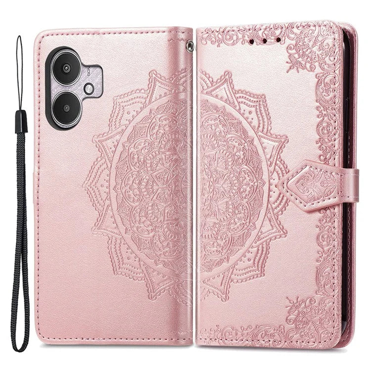 For Xiaomi Redmi 13C 5G Phone Case Mandala Floral Imprinted Card Slots Leather Flip Cover