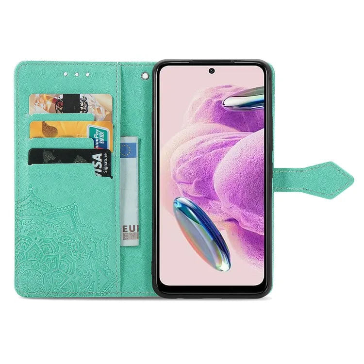 For Xiaomi Redmi Note 12S 4G Wallet Case Anti-Scratch Leather Emboss Phone Cover with Stand