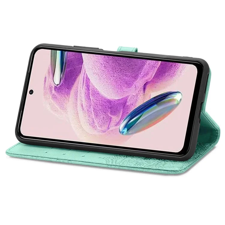 For Xiaomi Redmi Note 12S 4G Wallet Case Anti-Scratch Leather Emboss Phone Cover with Stand