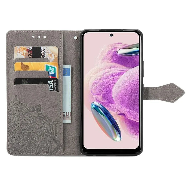 For Xiaomi Redmi Note 12S 4G Wallet Case Anti-Scratch Leather Emboss Phone Cover with Stand