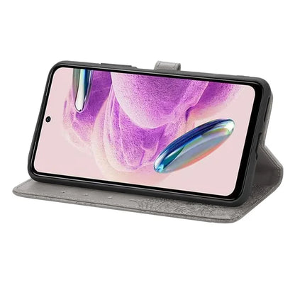 For Xiaomi Redmi Note 12S 4G Wallet Case Anti-Scratch Leather Emboss Phone Cover with Stand