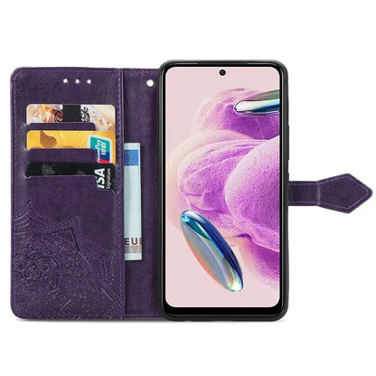 For Xiaomi Redmi Note 12S 4G Wallet Case Anti-Scratch Leather Emboss Phone Cover with Stand