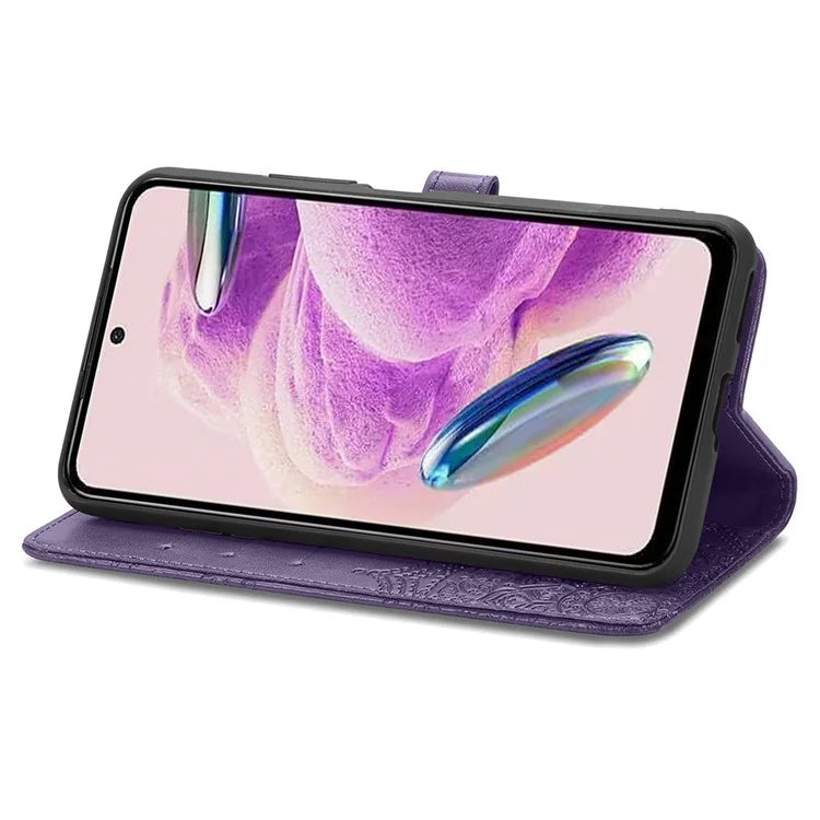 For Xiaomi Redmi Note 12S 4G Wallet Case Anti-Scratch Leather Emboss Phone Cover with Stand