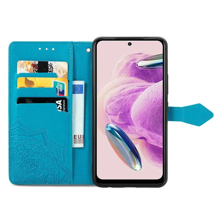 For Xiaomi Redmi Note 12S 4G Wallet Case Anti-Scratch Leather Emboss Phone Cover with Stand