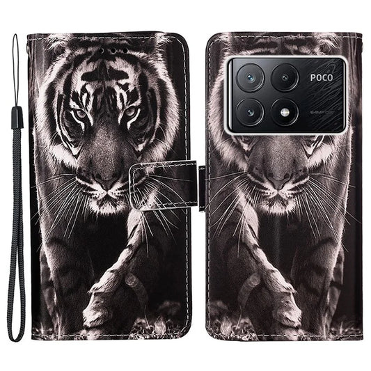 YB Pattern Printing Leather Series-4 for Xiaomi Poco X6 Pro 5G / Redmi K70E 5G Wallet Phone Case