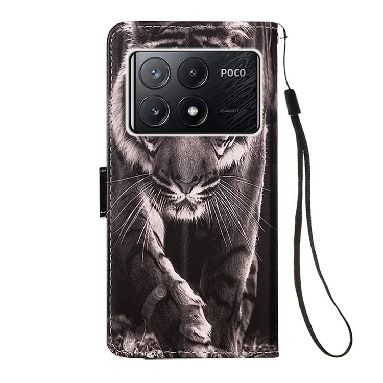 YB Pattern Printing Leather Series-4 for Xiaomi Poco X6 Pro 5G / Redmi K70E 5G Wallet Phone Case