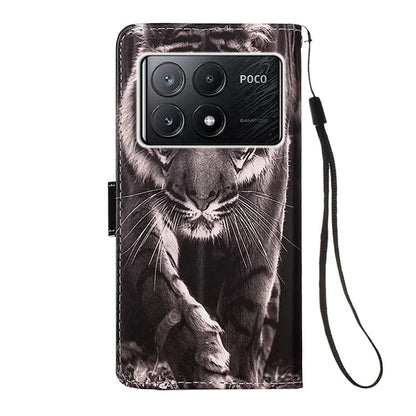 YB Pattern Printing Leather Series-4 for Xiaomi Poco X6 Pro 5G / Redmi K70E 5G Wallet Phone Case