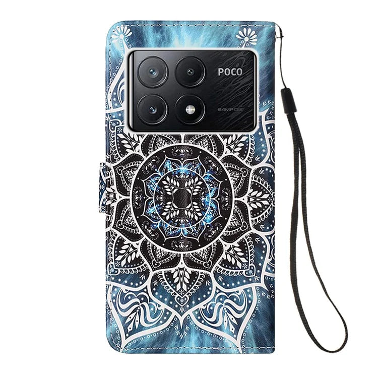 YB Pattern Printing Leather Series-4 for Xiaomi Poco X6 Pro 5G / Redmi K70E 5G Wallet Phone Case