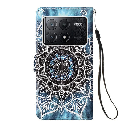 YB Pattern Printing Leather Series-4 for Xiaomi Poco X6 Pro 5G / Redmi K70E 5G Wallet Phone Case