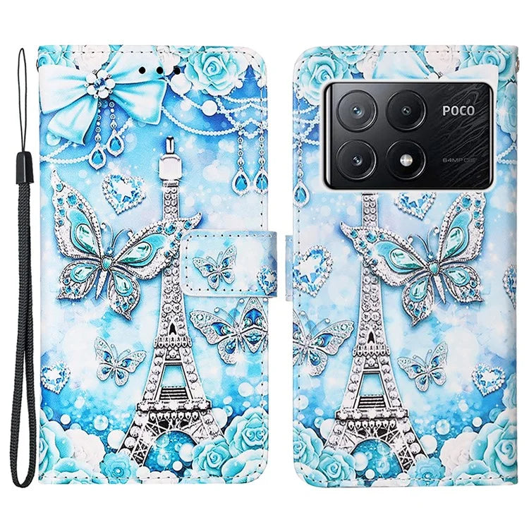 YB Pattern Printing Leather Series-4 for Xiaomi Poco X6 Pro 5G / Redmi K70E 5G Wallet Phone Case