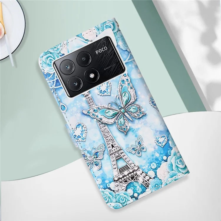 YB Pattern Printing Leather Series-4 for Xiaomi Poco X6 Pro 5G / Redmi K70E 5G Wallet Phone Case