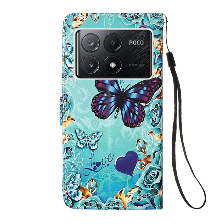 YB Pattern Printing Leather Series-4 for Xiaomi Poco X6 Pro 5G / Redmi K70E 5G Wallet Phone Case