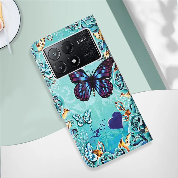 YB Pattern Printing Leather Series-4 for Xiaomi Poco X6 Pro 5G / Redmi K70E 5G Wallet Phone Case