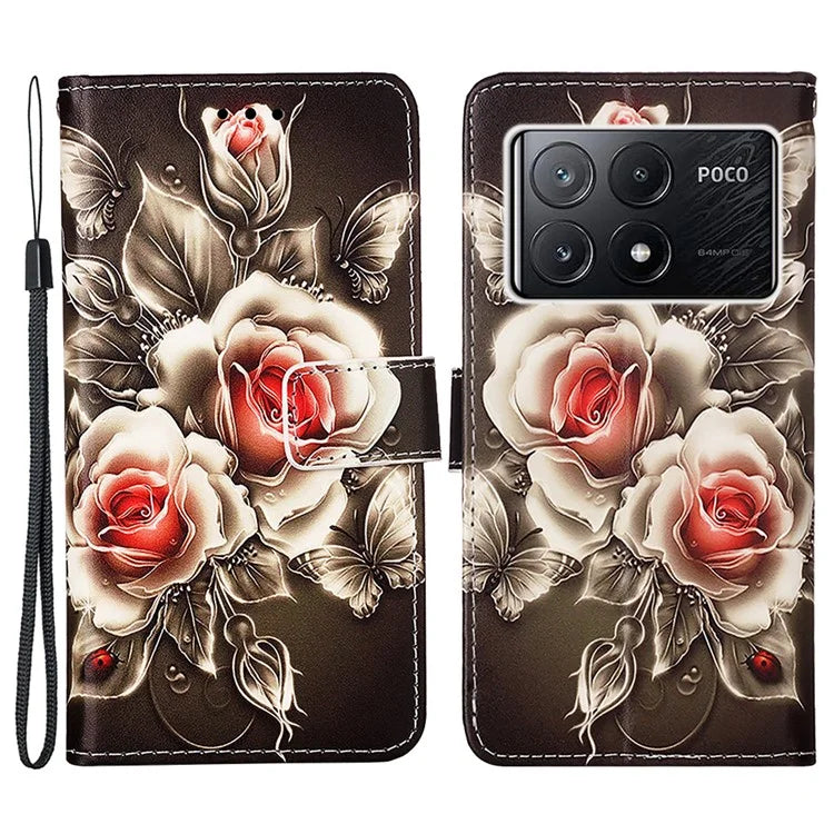 YB Pattern Printing Leather Series-4 for Xiaomi Poco X6 Pro 5G / Redmi K70E 5G Wallet Phone Case