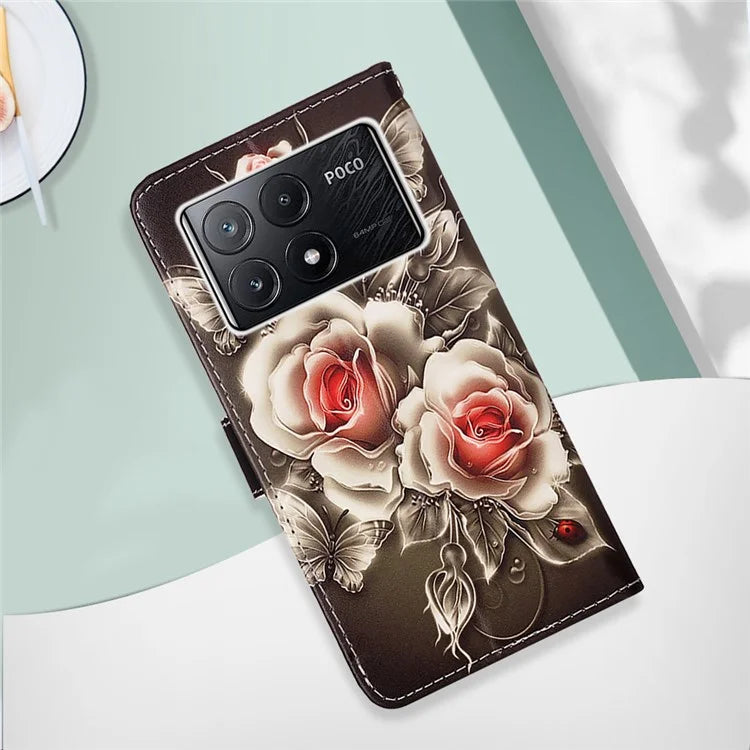 YB Pattern Printing Leather Series-4 for Xiaomi Poco X6 Pro 5G / Redmi K70E 5G Wallet Phone Case