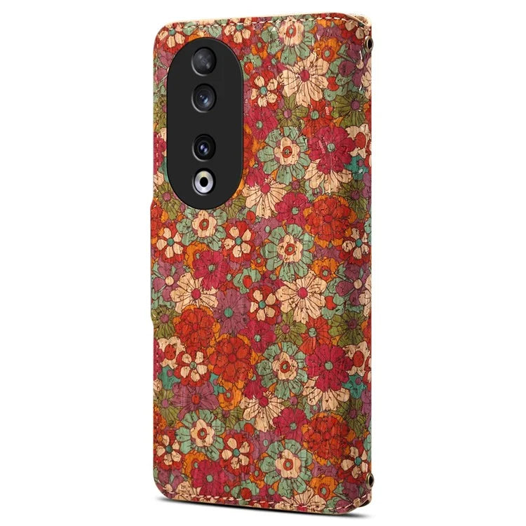 For Honor 90 Case Floral Pattern Leather Phone Cover with Wallet Stand
