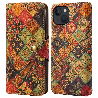For iPhone 15 Plus Case Flower Printing PU Leather Wallet Card Slots Phone Cover